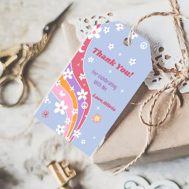 Groovy Rainbow誕生日パーティーありがとうギフトラベル ギフトタグ