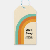 Groovy Rainbow 1970sスタイルターコイズ&オレンジ金ゴールド ギフトタグ (正面)