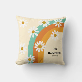 Groovy Rainbow 1970sスタイルボホパーソナライズされた クッション