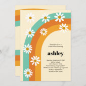 Groovy Rainbow 1970sボホデイジーブライダルシャワー 招待状 (正面/裏面)