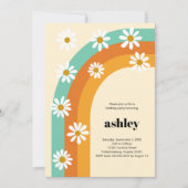 Groovy Rainbow 1970sボホデイジー誕生日パーティー 招待状 (正面)