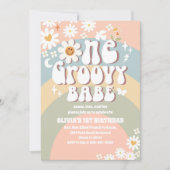 Groovy Rainbow 1st Birthday Invitation 招待状 (正面)