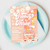Groovy Rainbow 3rd Birthday Invitation 招待状