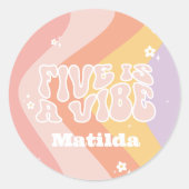 groovy rainbow 5はvibe 60のレトロデイジー クール ラウンドシール (正面)