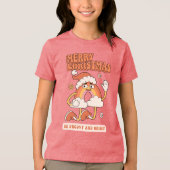 Groovy Rainbow Christmas – 明るくメリーなる トライブレンドTシャツ (正面)