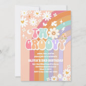Groovy Rainbow Daisy 2nd Birthday Invitation 招待状 (正面)