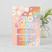 Groovy Rainbow Daisy 2nd Birthday Invitation 招待状 (スタンド正面)