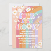 Groovy Rainbow Daisy Birthday Invitation 招待状 (正面)