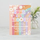 Groovy Rainbow Daisy Birthday Invitation 招待状 (スタンド正面)