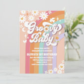 Groovy Rainbow Daisy Birthday Invitation 招待状 (スタンド正面)