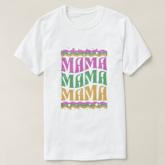 Groovy Rainbow Mama -レトロマザーズデイデザイン Tシャツ (デザイン正面)