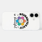 Groovy Rainbow Smiley Flower Neurodiversity Case-Mate iPhoneケース (裏面 (横))