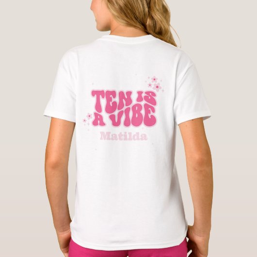 groovy rainbow tenはvibe 60のレトロなデイジーピンク tシャツ (裏面)