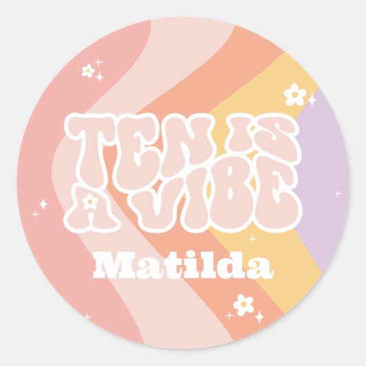 groovy rainbow tenはvibe 60のレトロなデイジー クール ラウンドシール (正面)