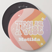 groovy rainbow tenはvibe 60のレトロなデイジー クール 缶バッジ (正面&裏面)