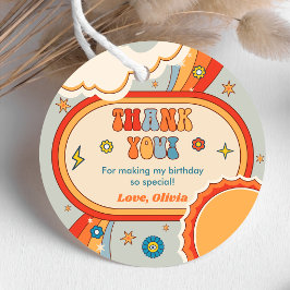 Groovy Rainbow Thank You誕生日パーティー フェイバータグ