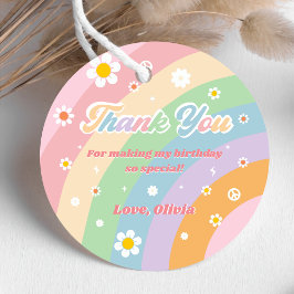 Groovy Rainbow Thank You誕生日パーティー フェイバータグ