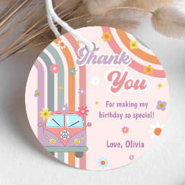 Groovy Rainbow Thank You誕生日パーティー フェイバータグ