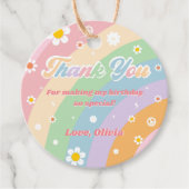 Groovy Rainbow Thank You誕生日パーティー フェイバータグ (正面)