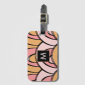 Groovy Rainbowsオレンジピンクパターン ラゲッジタグ (正面縦)