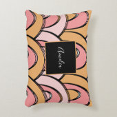 Groovy Rainbowsパターンオレンジピンク アクセントクッション (正面(垂直))