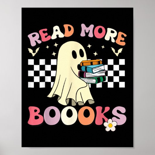 Groovy Read More Books Cute Ghost Boo Funny Kids H ポスター (正面)
