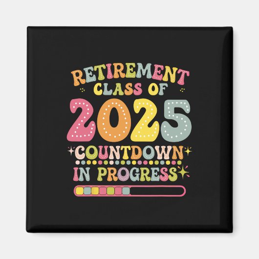 Groovy Retirement Cl Of 2025 Teacher Countdown Loa マグネット (正面)