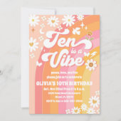 Groovy Retro 10th Birthday Invitation 招待状 (正面)