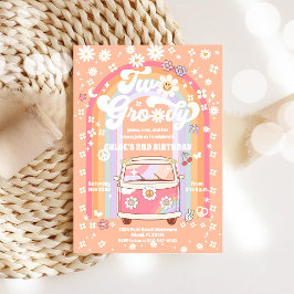 Groovy Retro 2nd Birthday Invitation 招待状