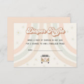 groovy retro 70sおむつラッフル招待インサート エンクロージャーカード (正面/裏面)