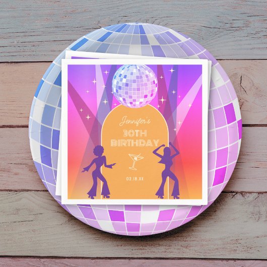Groovy Retro 70s 80s Disco 30th Birthday Party スタンダードカクテルナプキン