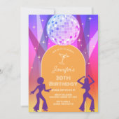 Groovy Retro 70s 80s Disco 30th Birthday Party 招待状 (正面)