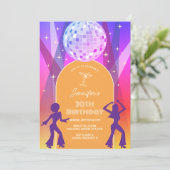 Groovy Retro 70s 80s Disco 30th Birthday Party 招待状 (スタンド正面)