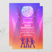 Groovy Retro 70s 80s Disco 30th Birthday Party 招待状 (正面/裏面)