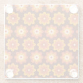 Groovy retro 70s boho hippieオレンジ色の花柄 ガラスコースター (裏面)