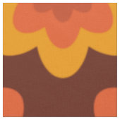 Groovy retro 70s boho hippieオレンジ色の花柄 ファブリック (クローズアップ)
