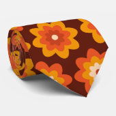 Groovy retro 70s boho hippie orange flower pattern ネクタイ (ロール)