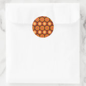 Groovy retro 70s boho hippie orange flower pattern ラウンドシール (バッグ)