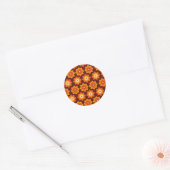 Groovy retro 70s boho hippie orange flower pattern ラウンドシール (封筒)