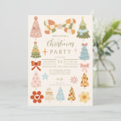 Groovy Retro Bow Christmas 招待状 (スタンド正面)