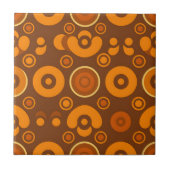 Groovy Retro Circles Abstract Pattern 1970s  タイル (正面)