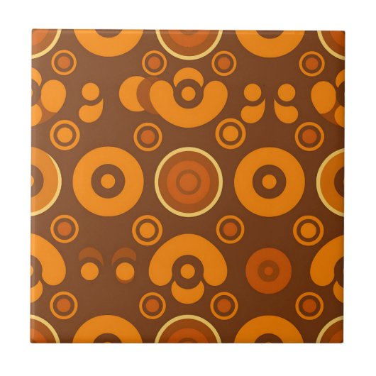 Groovy Retro Circles Abstract Pattern 1970s タイル (正面)