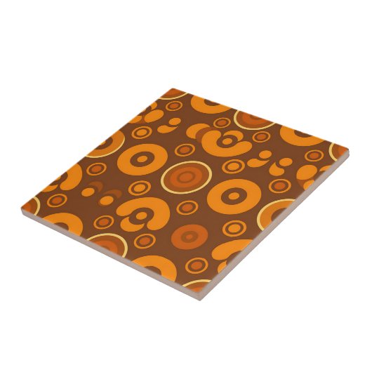 Groovy Retro Circles Abstract Pattern 1970s  タイル (側面)