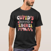 Groovy Retro Cupid's Favorite Teacher Valentine's Tシャツ (正面)