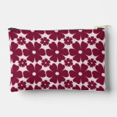 Groovy Retro Daisy Pattern Deep Berry Pink アクセサリーポーチ (裏面)