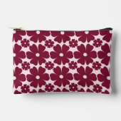 Groovy Retro Daisy Pattern Deep Berry Pink アクセサリーポーチ (正面)