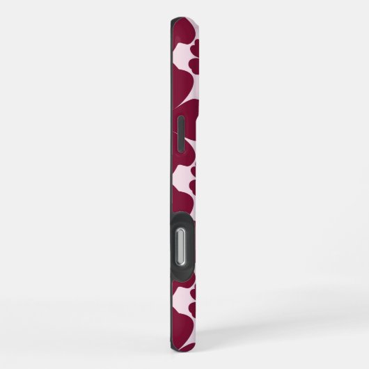 Groovy Retro Daisy Pattern Deep Berry Pink iPhoneケース (右側面)