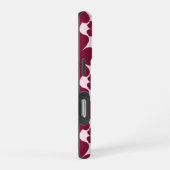 Groovy Retro Daisy Pattern Deep Berry Pink iPhoneケース (右側面)