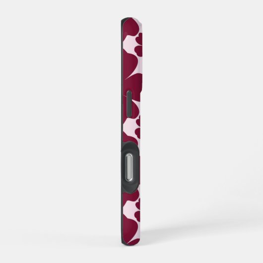 Groovy Retro Daisy Pattern Deep Berry Pink iPhoneケース (右側面)