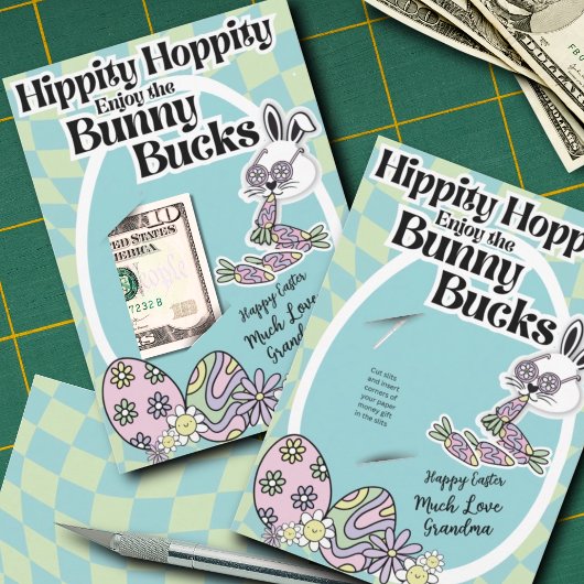 Groovy Retro Easter Card Money Holder シーズンカード